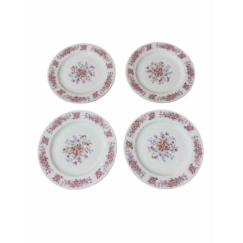 Remington Fine China Made In China 8.5” Salad Bread Plates Floral Roses Set of 4